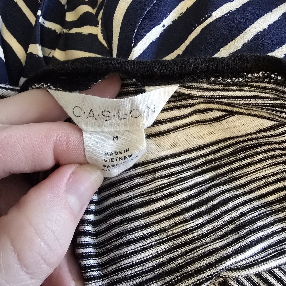Caslon Striped Black and White Twist Bottom Top - Picture 4 of 4